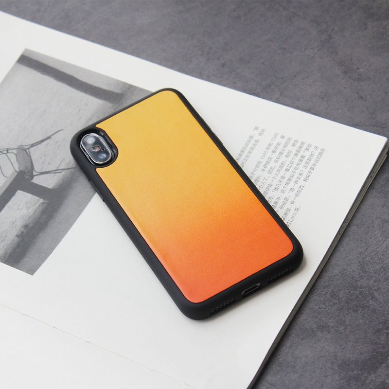 落日橙iphone11pro 78plus x/xs max xr 皮革手机壳定制化 - 手机壳/手机套 - 真皮 橘色