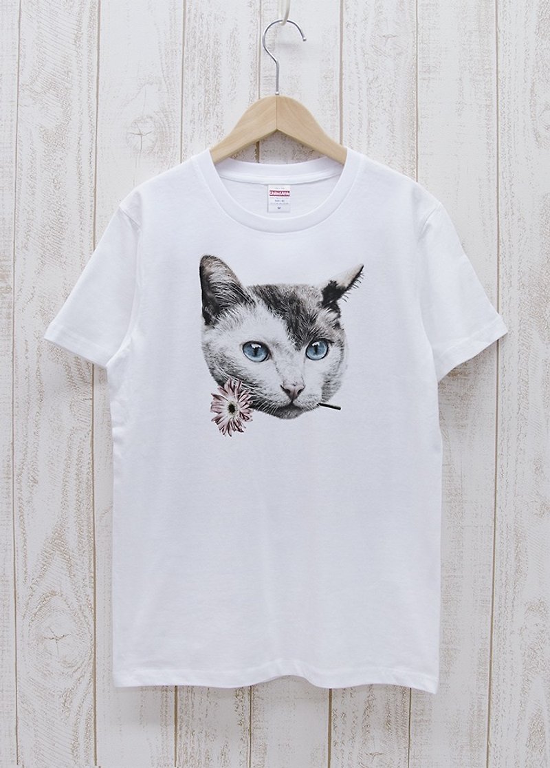 ronronCAT Tee　Here you go　ホワイト / R028-T-WH - 中性连帽卫衣/T 恤 - 棉．麻 白色