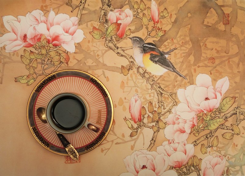 栗背林鸲餐垫 - 餐垫/桌巾 - 防水材质 金色