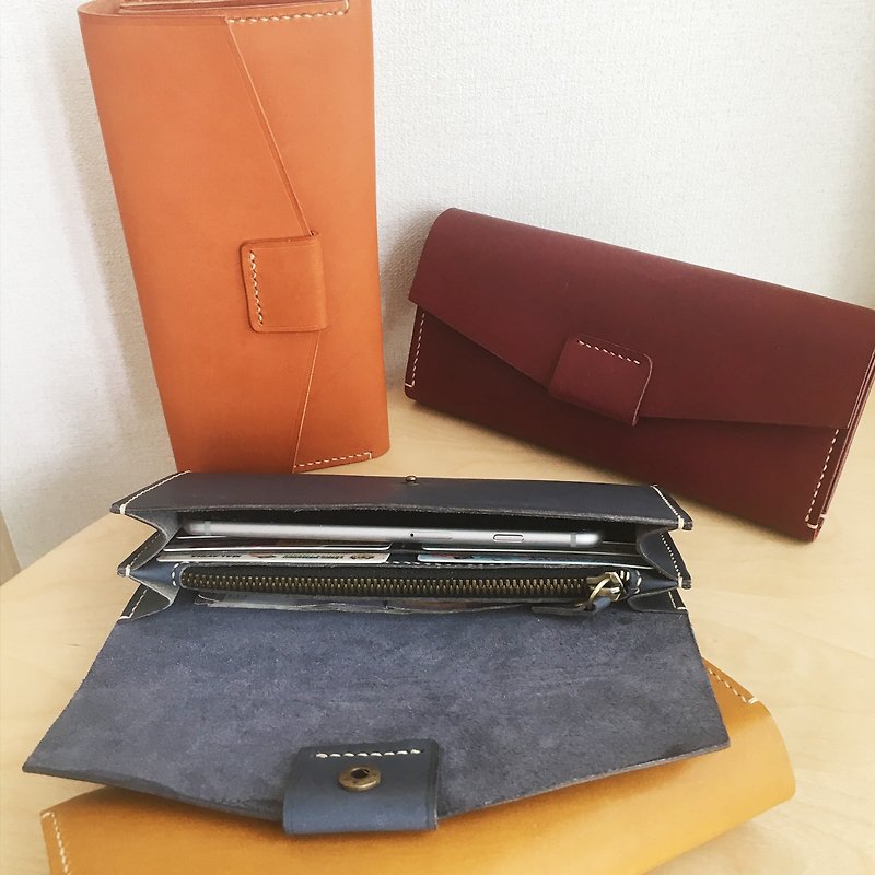 GENUINE LEATHER LONG WALLET FOR WOMEN - A28 - 皮夹/钱包 - 真皮 橘色