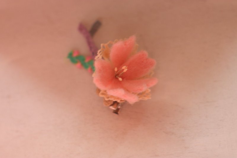 樱花胸针 也可以当发夹 - 胸针 - 羊毛 粉红色
