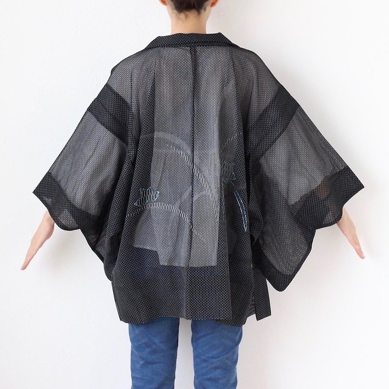 summer embroidered kimono, kimono jacket, Kimono cover up, haori black /3315 - 女装休闲/机能外套 - 聚酯纤维 黑色