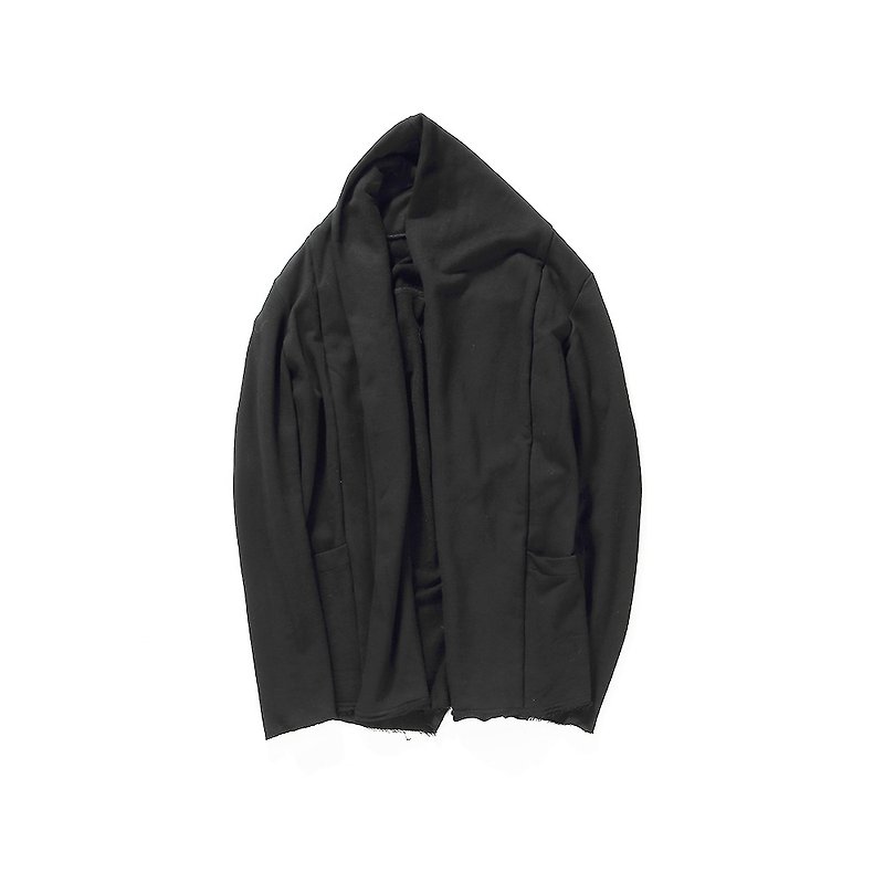 JANWONG暗黑先锋设计毛边道袍中性款开衫外套接受客制 - 男装外套 - 棉．麻 黑色