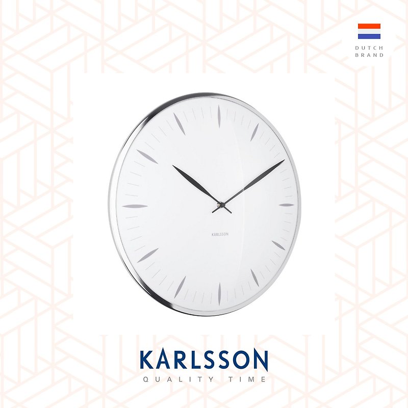 荷兰Karlsson, Wall clock Leaf white, Dome glass 设计师挂钟 - 时钟/闹钟 - 玻璃 白色