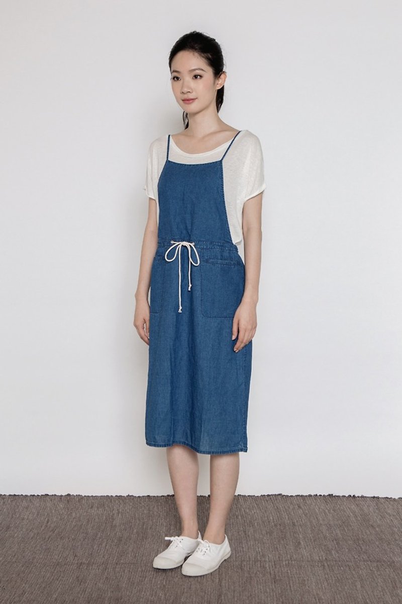 园艺植人工作裙 Craft People Skirt - 洋装/连衣裙 - 棉．麻 蓝色