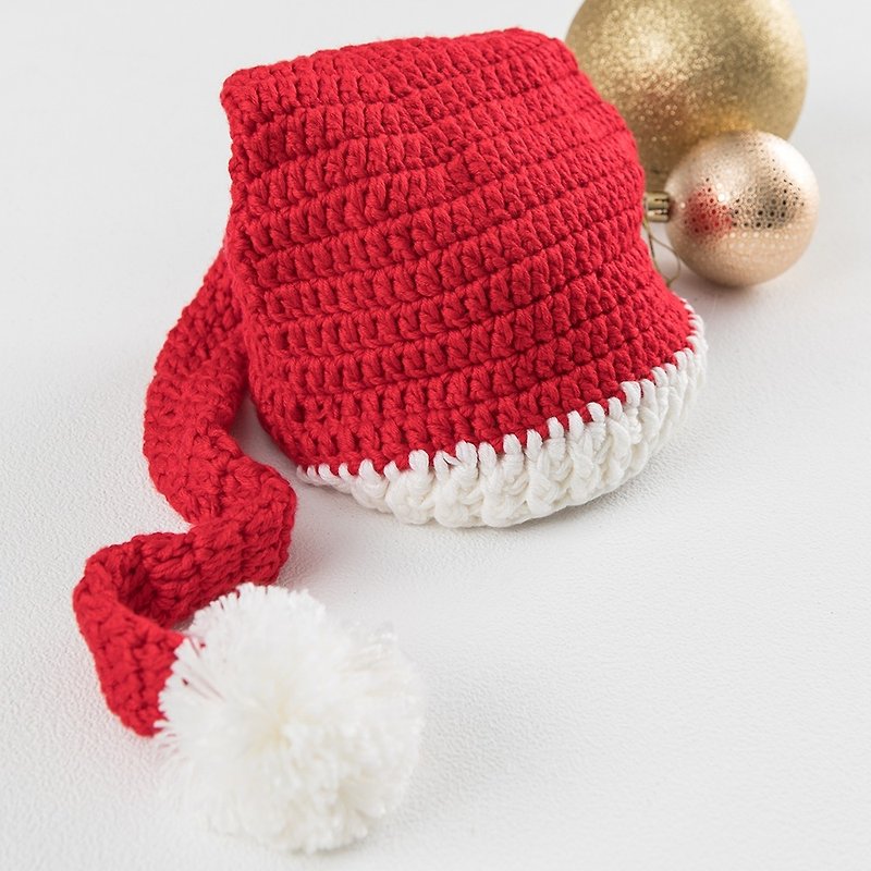 日安朵朵 圣诞婴童/成人亲子手工针织毛线帽 - 婴儿帽/发带 - 棉．麻 红色