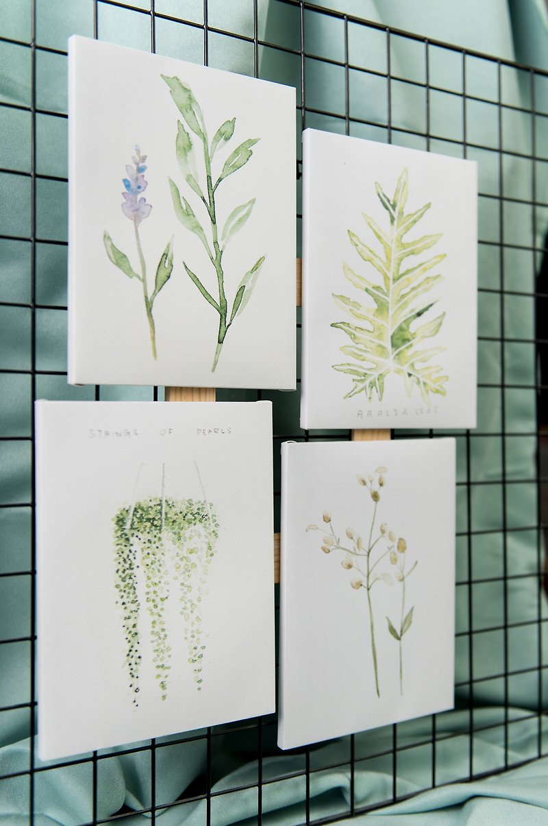四合一植物水彩无框复制画 - 海报/装饰画/版画 - 纸 绿色