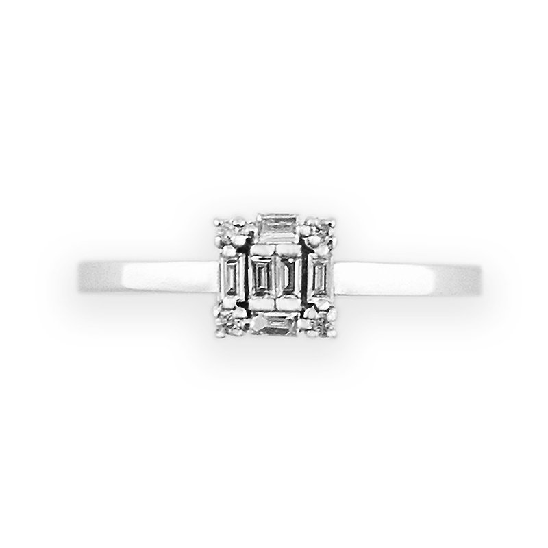 JewCas Carre系列10K金钻石戒指(白金色)_BJC7080d-W - 戒指 - 其他金属 透明