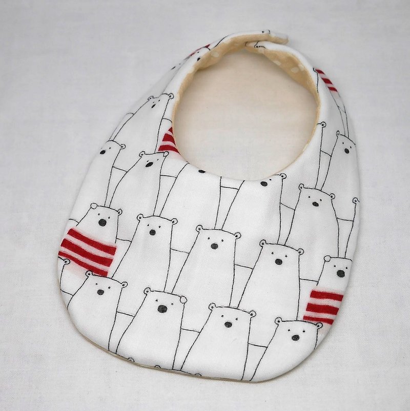 Japanese Handmade 8-layer-gauze Baby Bib - 围嘴/口水巾 - 棉．麻 白色