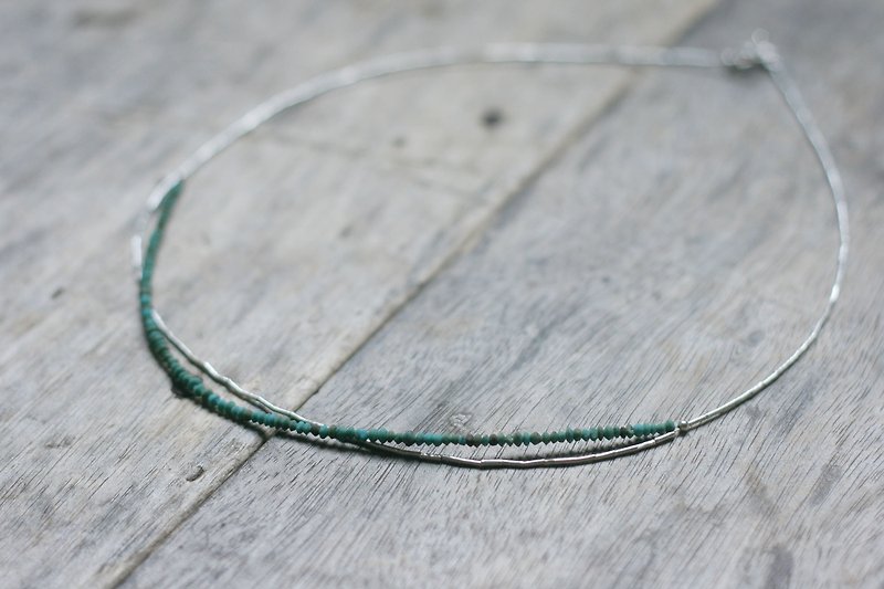 OMAKE 绿松石缀银珠双层项链 - 项链 - 宝石 绿色