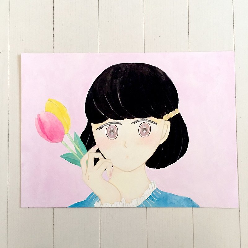 春のお花と　イラスト原画 - 海报/装饰画/版画 - 纸 粉红色