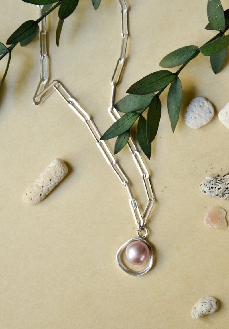 现代感珍珠银坠链 - 项链 - 其他金属 银色