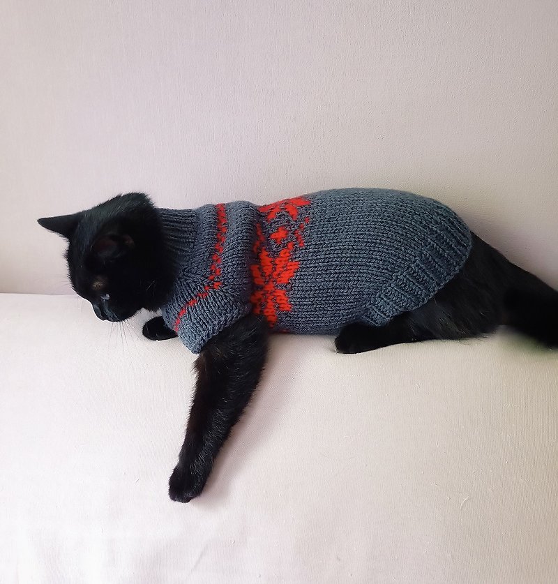 Cat sweater Cat clothes Knitted sweater for cat Pet jumper for cat Sphynx cats s - 衣/帽 - 羊毛 