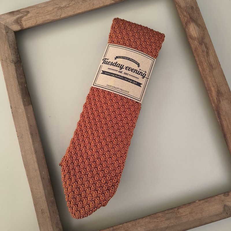 领带ฺ灰橙色针织领带 - 领带/领带夹 - 聚酯纤维 橘色