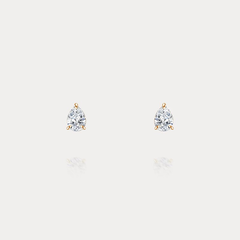 Promise | 0.40ct 水滴钻石(Pear Cut梨形切割) 天然钻石18K耳环 - 耳环/耳夹 - 钻石 白色