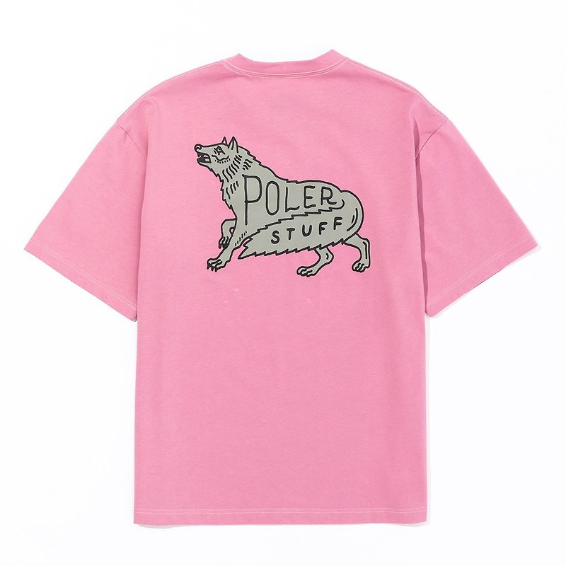 日本限定 POLER WOLF RELAX FIT TEE  标志狼 日式宽版TEE 鲑鱼粉 - 男装上衣/T 恤 - 其他材质 粉红色