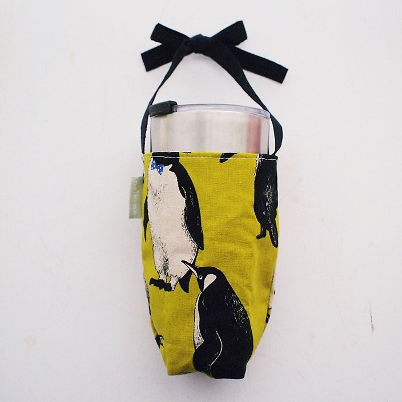 hairmo企鹅冰霸杯保温瓶收纳手提袋(可折叠) - 随行杯提袋/水壶袋 - 棉．麻 绿色