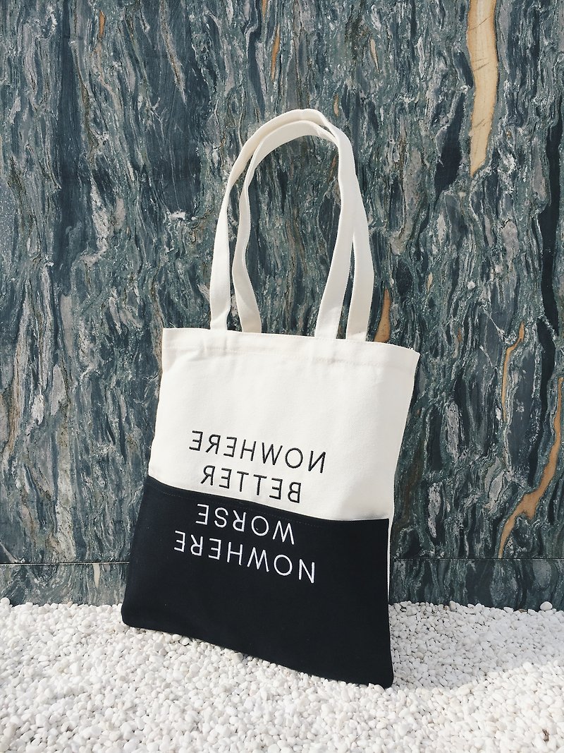 NOWHERE BETTER. NOWHWERE WORSE. Tote Bag - 侧背包/斜挎包 - 棉．麻 白色
