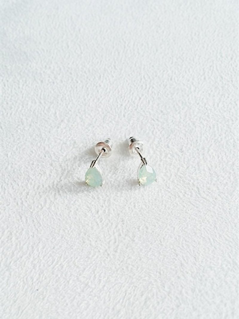 耳环 水滴 粉绿 925纯银 - 耳环/耳夹 - 纯银 多色