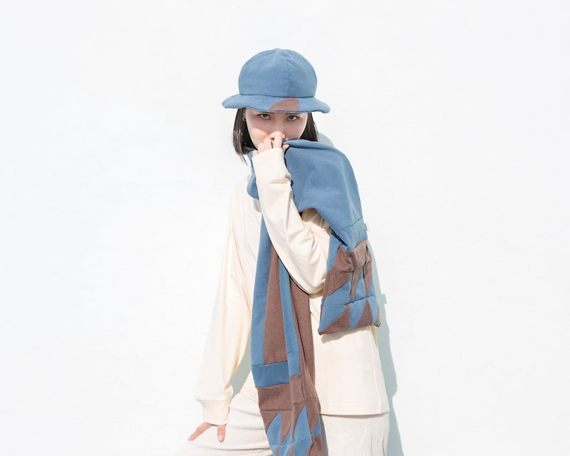 冬日拼色软绒围巾 - 围巾/披肩 - 其他材质 蓝色