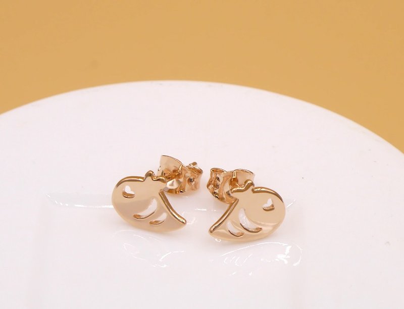 Handmade Little Bee Earring - Pink gold plated on brass ,Little Me by CASO - 耳环/耳夹 - 其他金属 粉红色