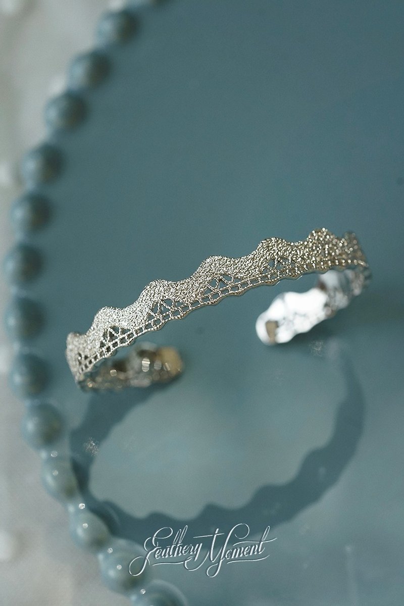 蕾丝系列 海浪纹925银手镯小众文艺古典清新 - 手链/手环 - 银 