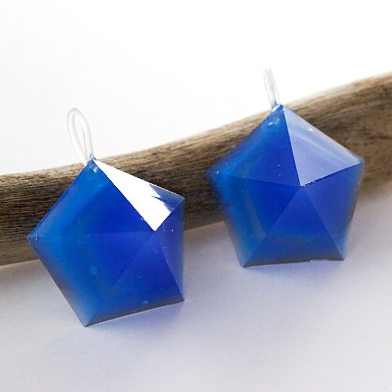 ペンタゴンフックピアス(コバルトスズメ) - 耳环/耳夹 - 其他材质 蓝色