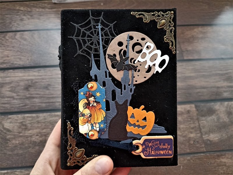 Halloween party journal Witch grimoire for sale Happy haunting for sale - 笔记本/手帐 - 纸 黑色