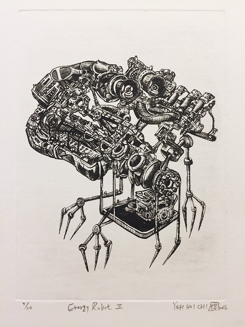 原作版画 -Energy robot II- 叶慧琪  - 海报/装饰画/版画 - 纸 黑色