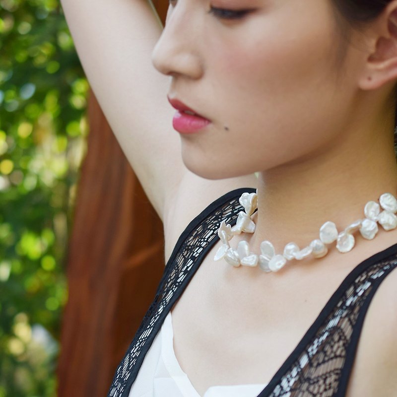 花瓣儿异形珍珠项链 未时VISHI原创设计稀有天然有机淡水珍珠14k包金手工 - 项链 - 其他材质 
