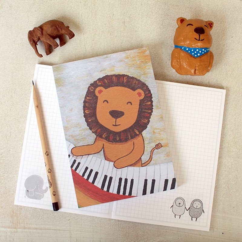 裸装方格笔记本 ∣ 弹钢琴狮 - 笔记本/手帐 - 纸 多色