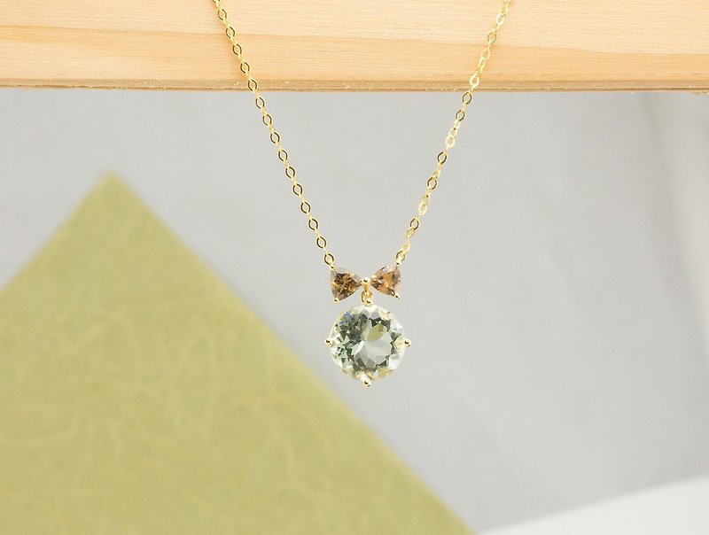 Edith & Jaz • 绿紫晶和碧玺石纯银颈链 (金色) - 锁骨链 - 宝石 绿色
