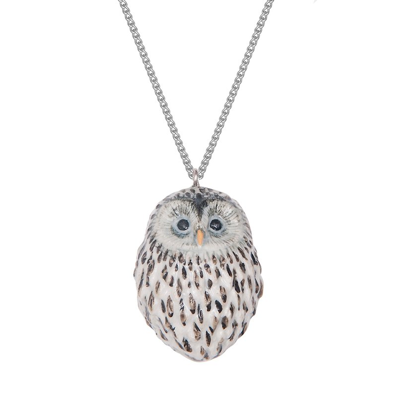 AndMary 手绘瓷项链-猫头鹰 礼盒包装 Baby Snow Owl - 项链 - 瓷 灰色