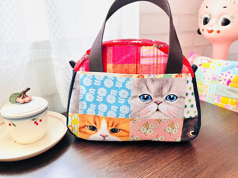 猫のプチボストンバッグ - 手提包/手提袋 - 棉．麻 多色