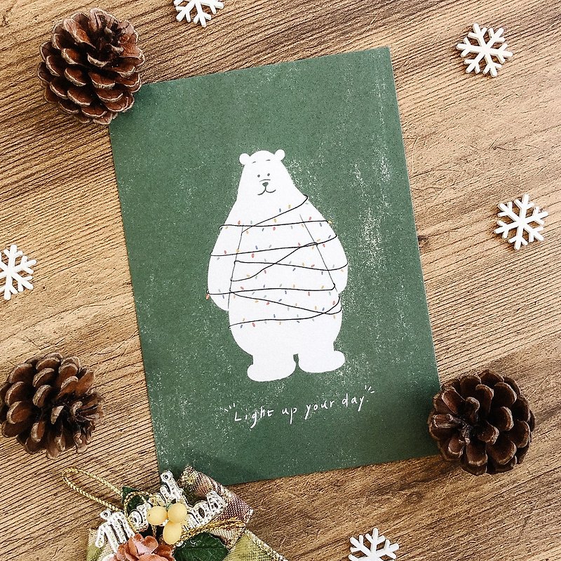 插画手写卡片 圣诞节-点亮你的每一天 - 卡片/明信片 - 纸 绿色