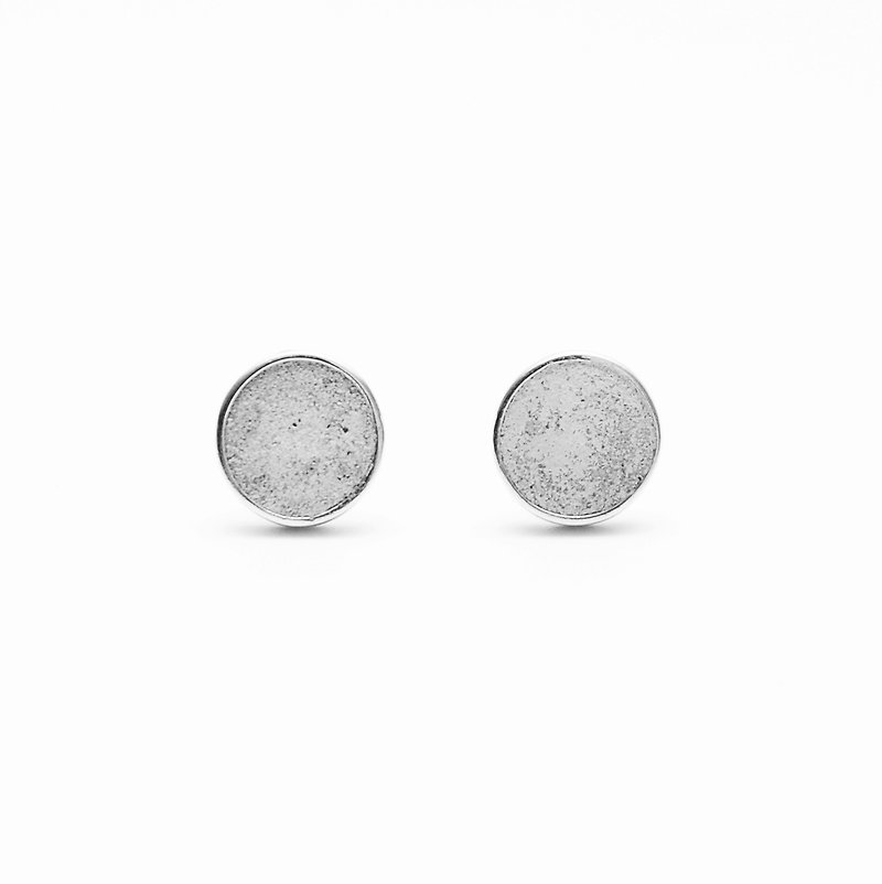 灰水泥圆形耳环(银/玫瑰金) | 几何系列 - 耳环/耳夹 - 水泥 灰色