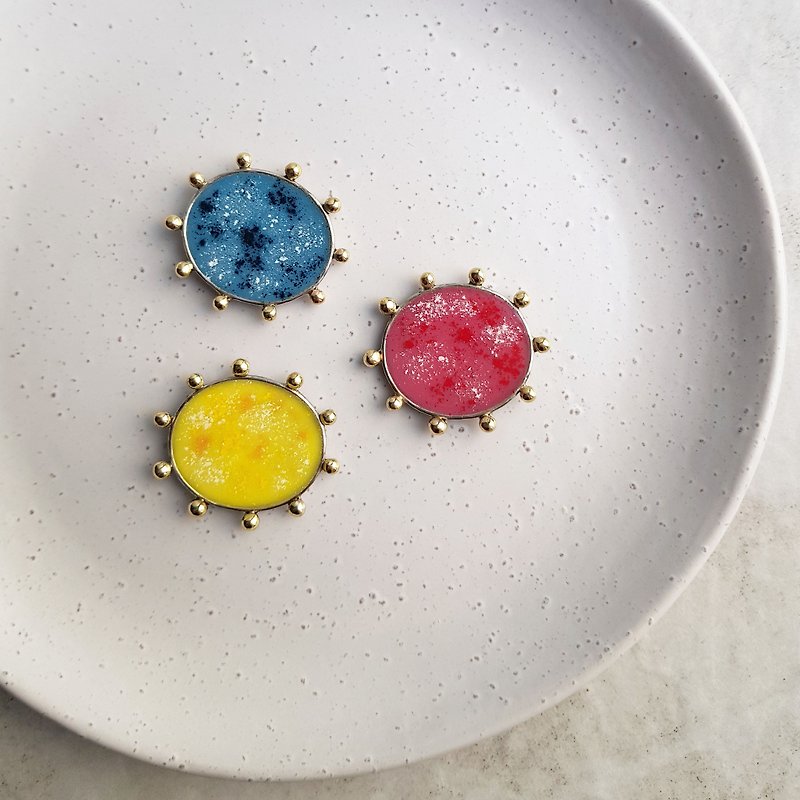 Colorful oval brooch, 12 colors - 胸针 - 珐琅 多色