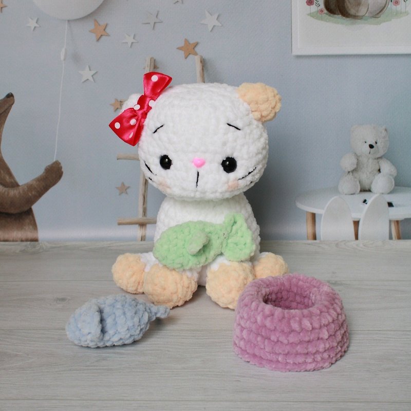 Teddy white kitten, stuffed toy kitten, baby gift - 玩具/玩偶 - 其他材质 白色