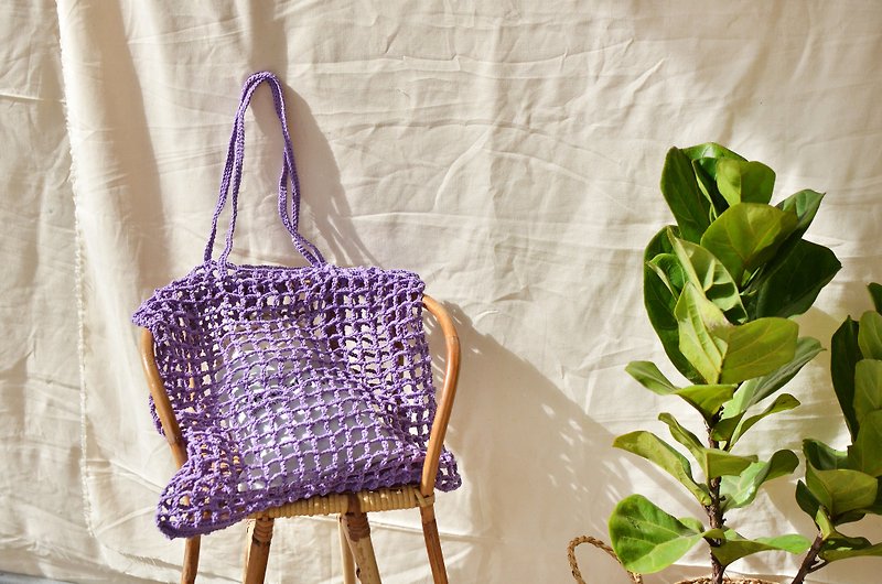 Violet Nagridia Crochet Bag - 手提包/手提袋 - 棉．麻 紫色