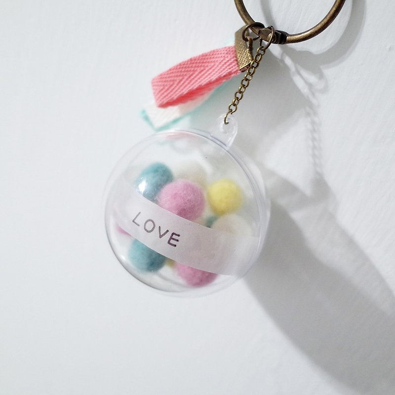 【Q-cute】透明球系列-透明泡泡缤纷球球+定制字 - 钥匙链/钥匙包 - 塑料 透明