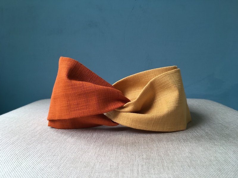 两色发带 / 金橘金桔 - 发带/发箍 - 棉．麻 橘色