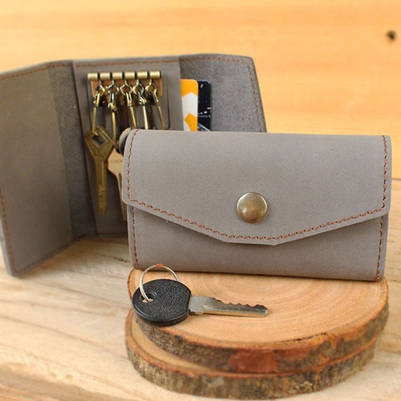 Key Case - H2 (Light Grey) / Key Holder / Key Ring (Genuine Cow Leather) - 钥匙链/钥匙包 - 真皮 灰色