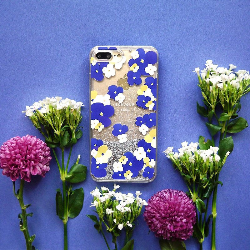 夜蓝小白花闪亮手机壳 - 手机壳/手机套 - 其他材质 蓝色