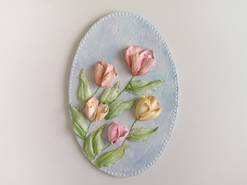 Tulip floral painting Floral wall decor Soft flowers sculpture art Birthday gift