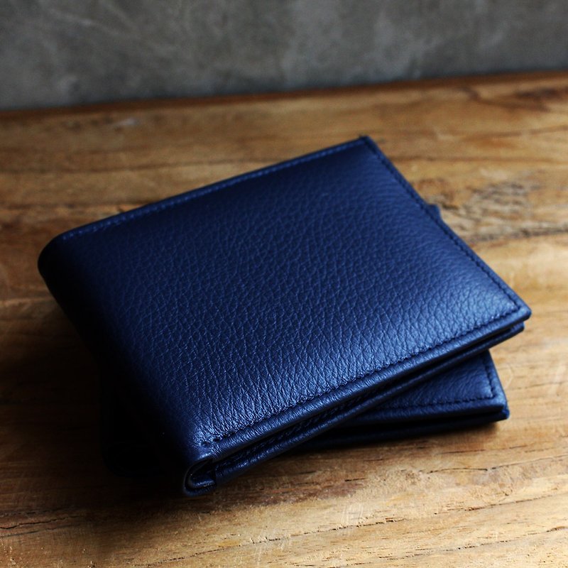 Wallet - Bifold - Blue (Genuine Cow Leather) / Small Wallet  / 钱包 / 皮包 - 皮夹/钱包 - 真皮 