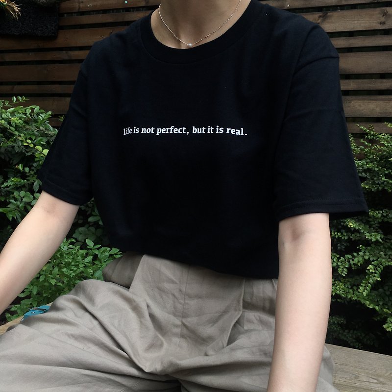 Life is not perfect/t-shirt 上衣 - 女装 T 恤 - 棉．麻 黑色