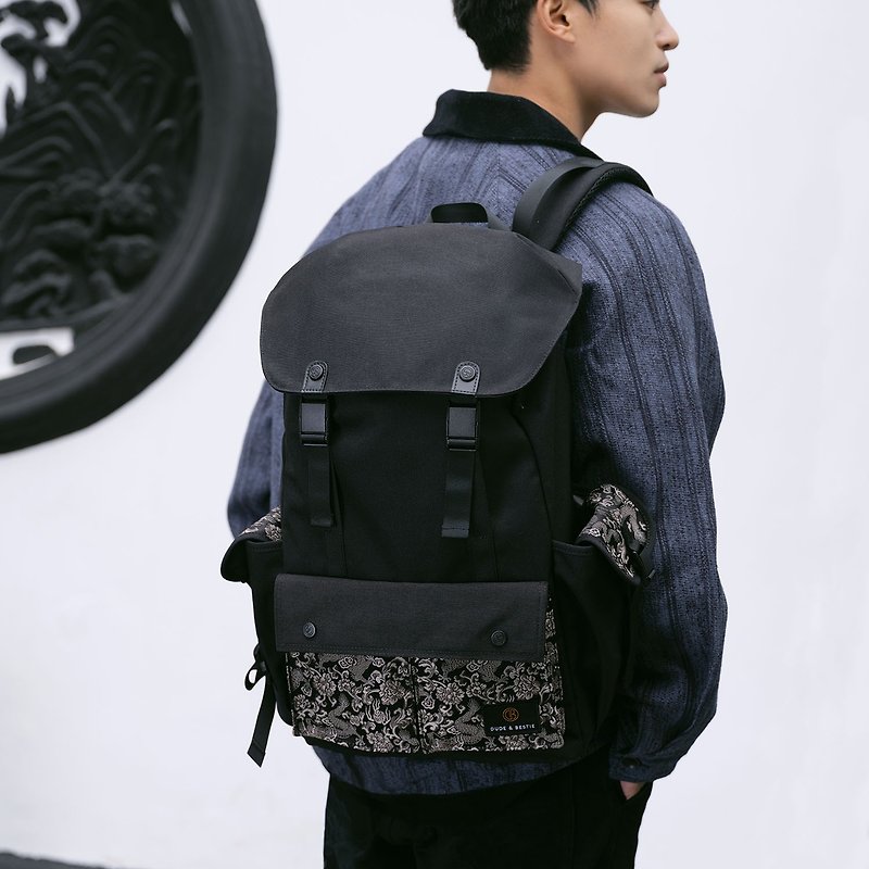 日本西阵织 龙年限量版 后背包 旅行包 双肩包 旅行包 电脑包 - 后背包/双肩包 - 尼龙 黑色