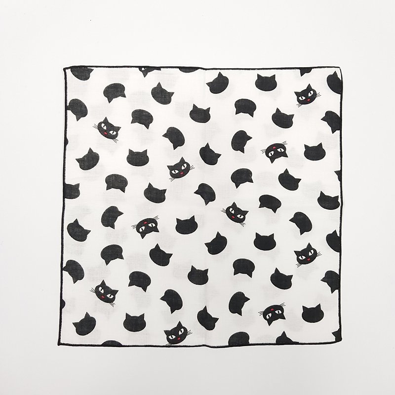 手帕 方巾 黑猫 二重(层)纱 - 手帕/方巾 - 其他材质 