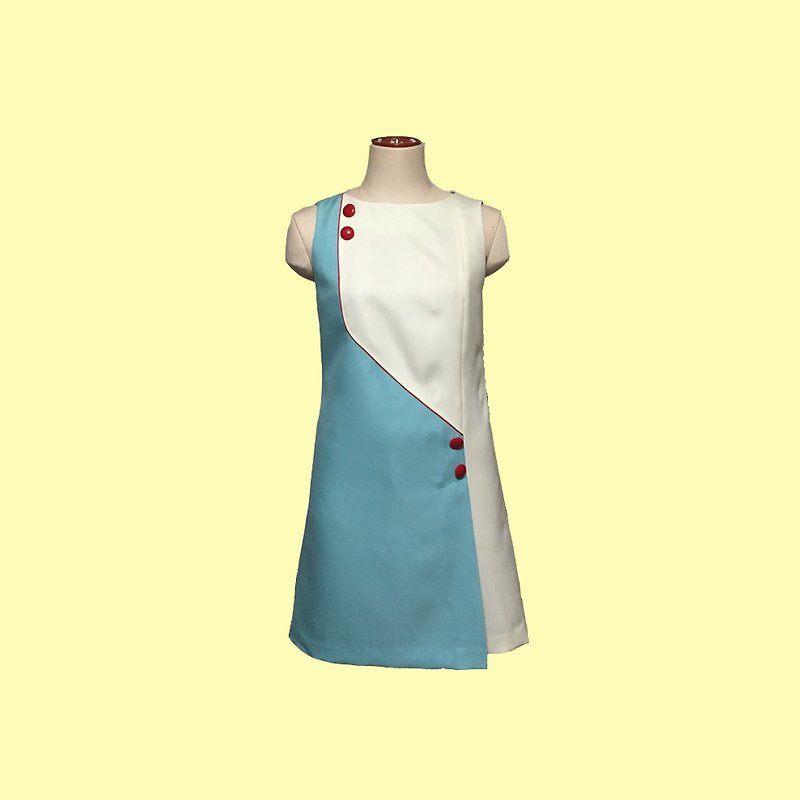 retro one-piece dress jeanne2 sleeveless - 洋装/连衣裙 - 聚酯纤维 白色
