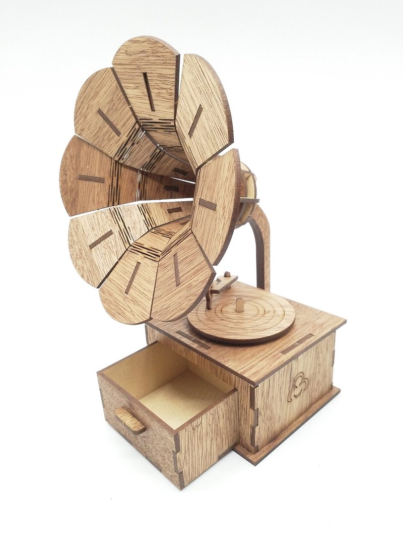 小收纳摆设(留声机) DIY 原木贴皮拼板 居家生活 - 收纳用品 - 木头 咖啡色